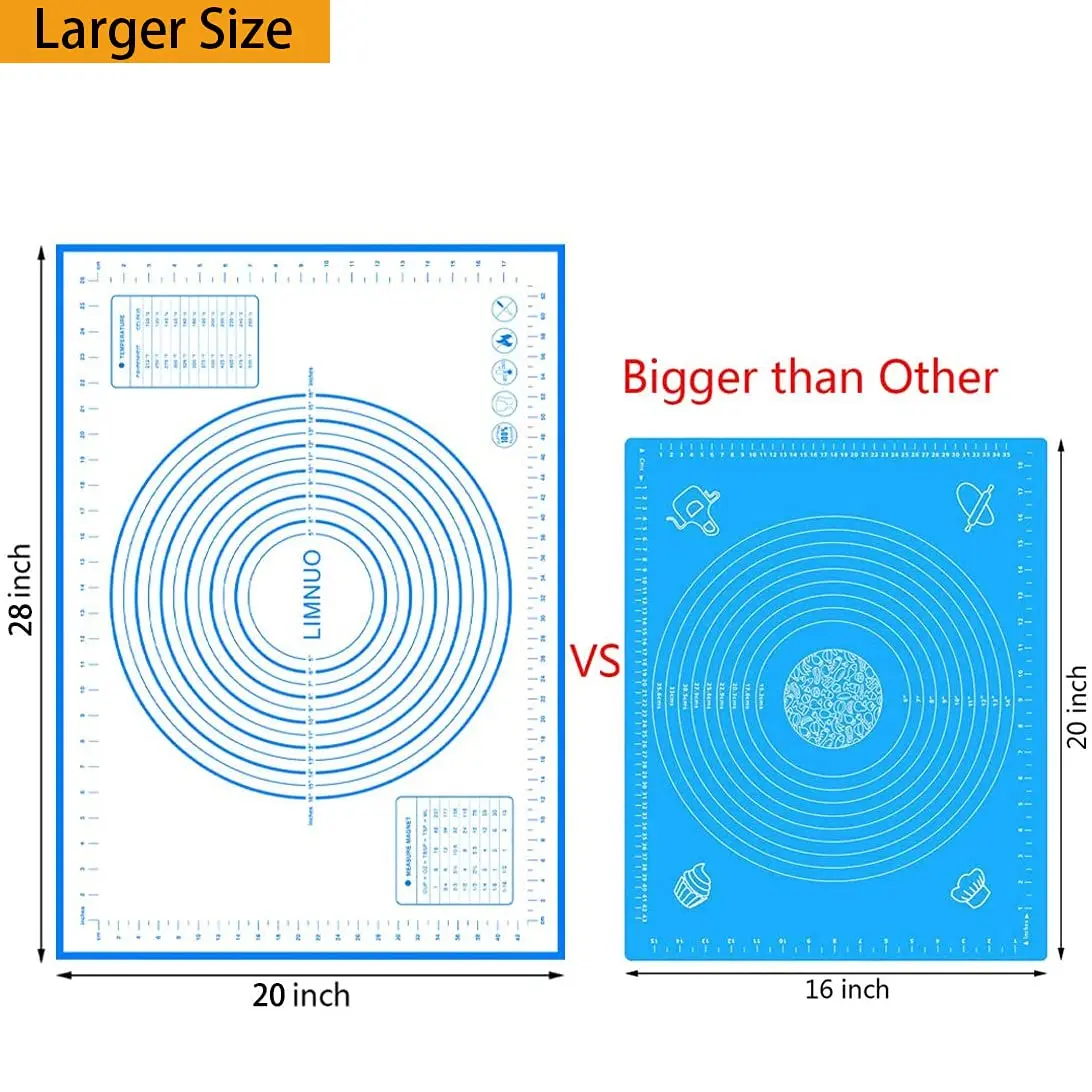 LIMNUO Silicone Baking Mat 24" x 16" | Non Stick, Thick, Reinforced Fiberglass (70-120c) - view 5