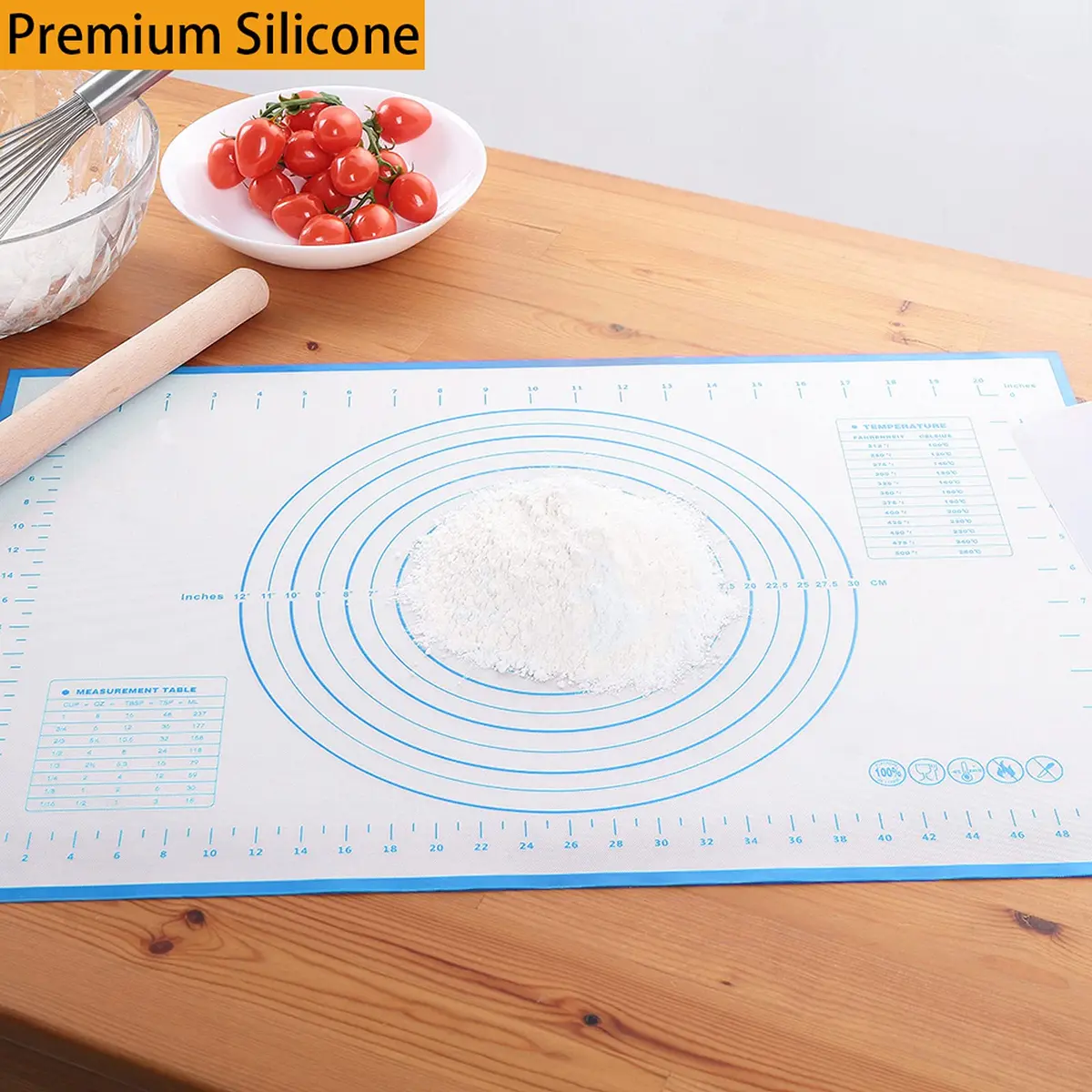 LIMNUO Silicone Baking Mat 24" x 16" | Non Stick, Thick, Reinforced Fiberglass (70-120c) - view 2