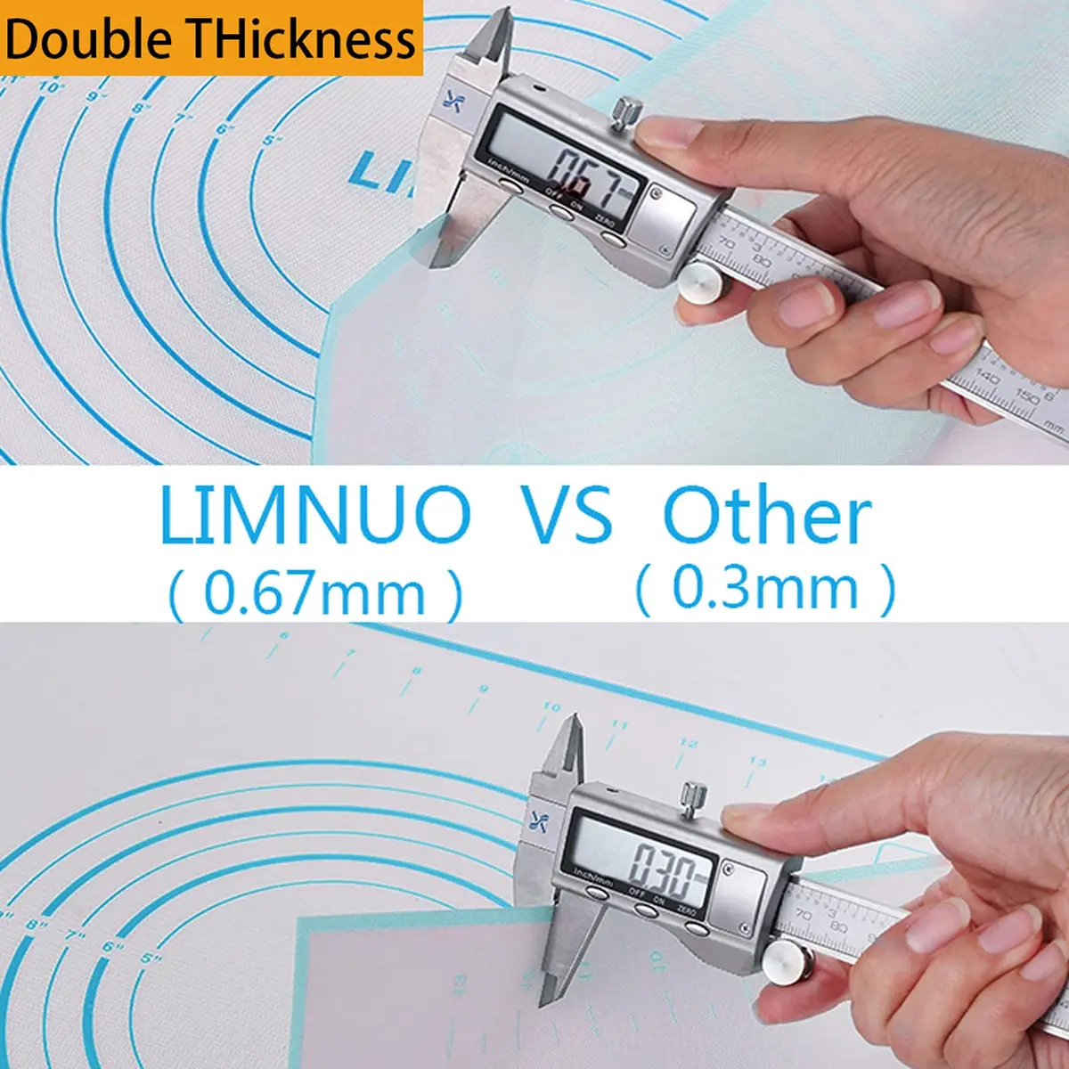 LIMNUO Silicone Baking Mat 24" x 16" | Non Stick, Thick, Reinforced Fiberglass (70-120c) - view 3