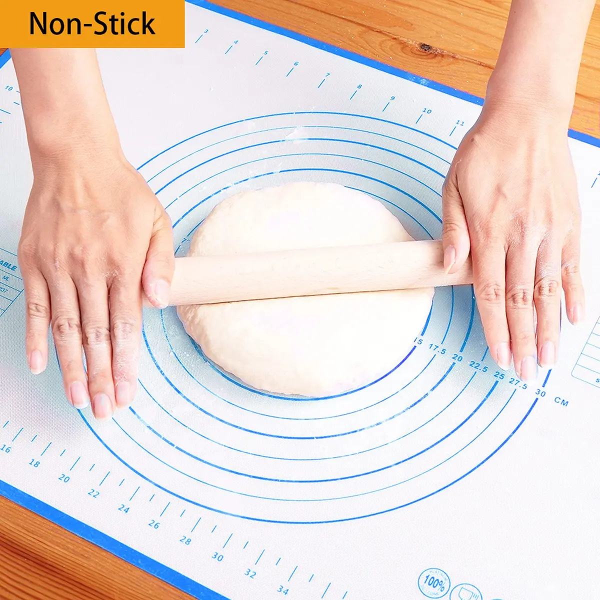 LIMNUO Silicone Baking Mat 24" x 16" | Non Stick, Thick, Reinforced Fiberglass (70-120c) - view 4