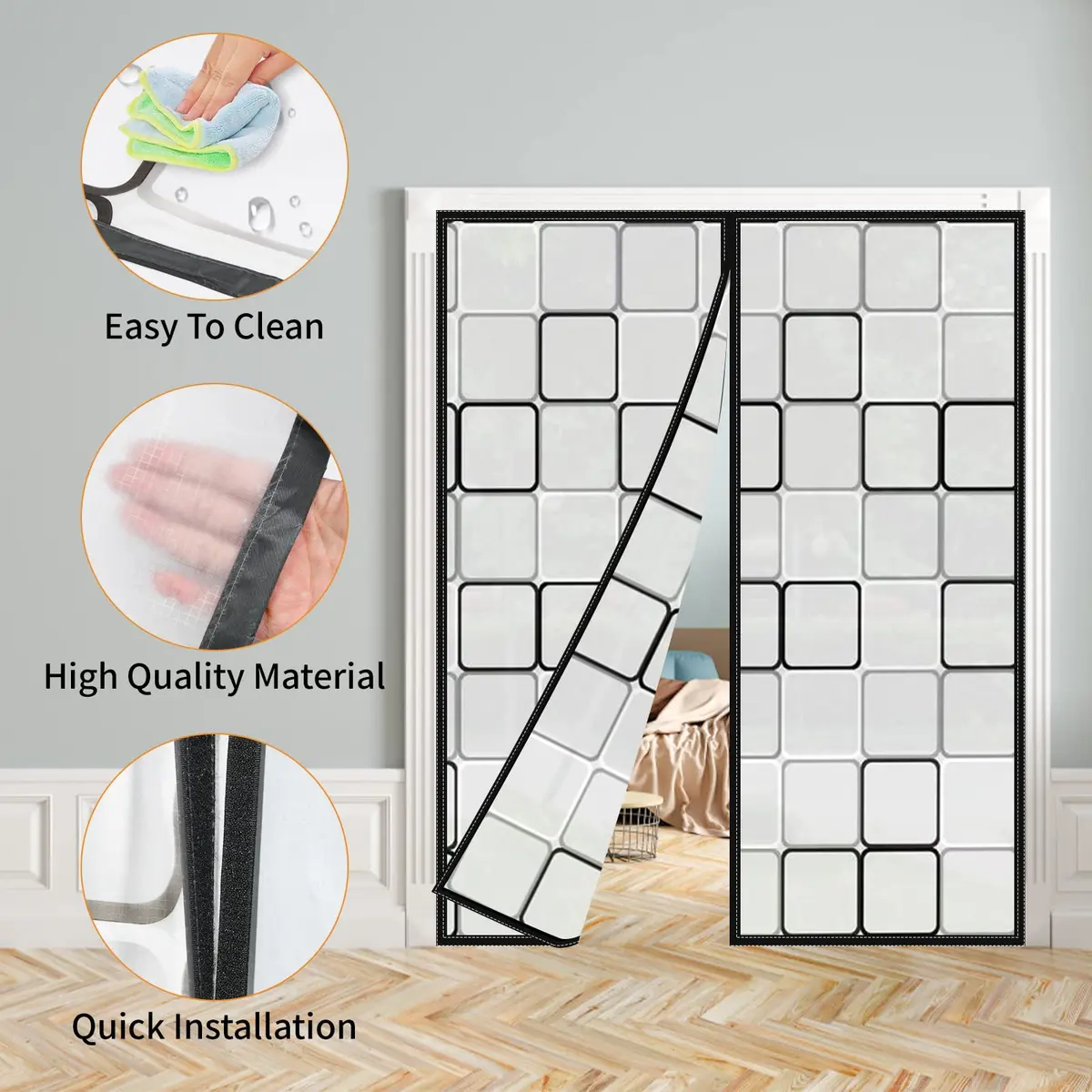 PICK FOR LIFE Insulated Magnetic Door Curtain 72x80 inches | Thermal Self-Closing Door Cover for French & Patio Doors - view 6