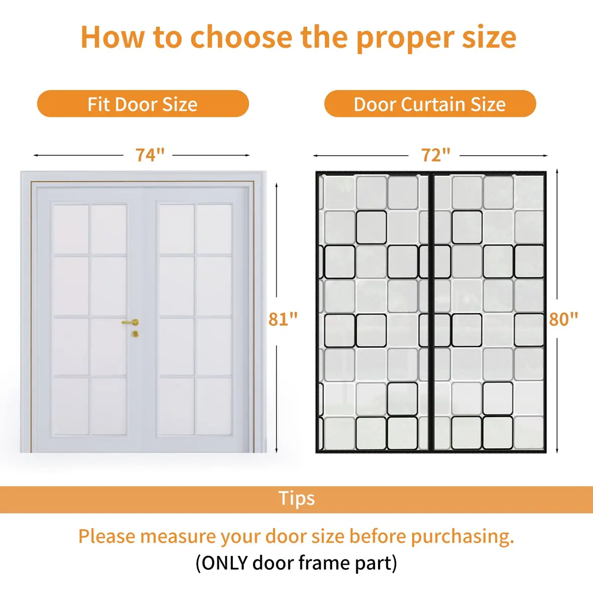 PICK FOR LIFE Insulated Magnetic Door Curtain 72x80 inches | Thermal Self-Closing Door Cover for French & Patio Doors - view 2