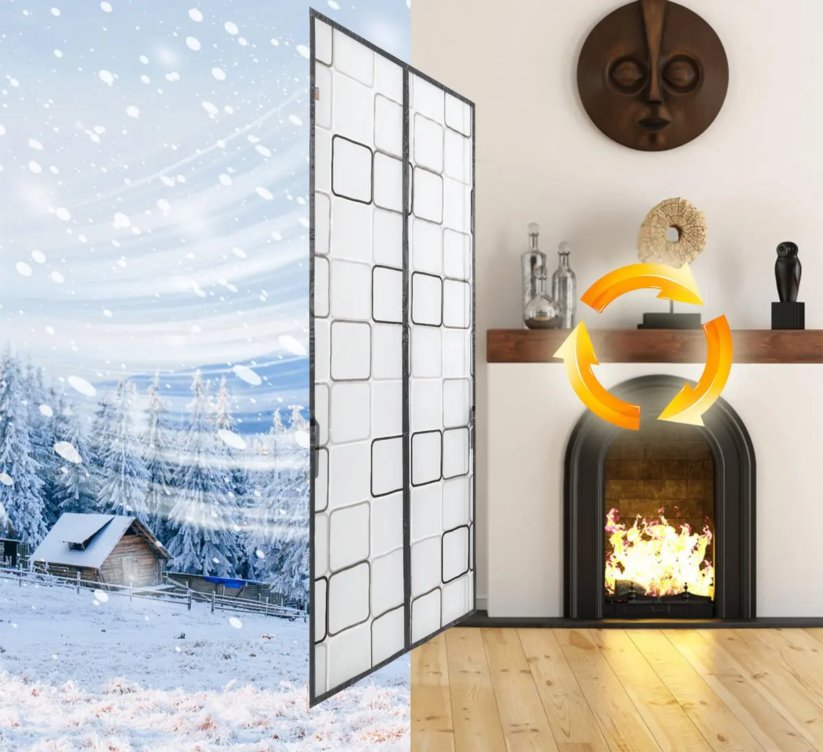 PICK FOR LIFE Insulated Magnetic Door Curtain 72x80 inches | Thermal Self-Closing Door Cover for French & Patio Doors - view 4