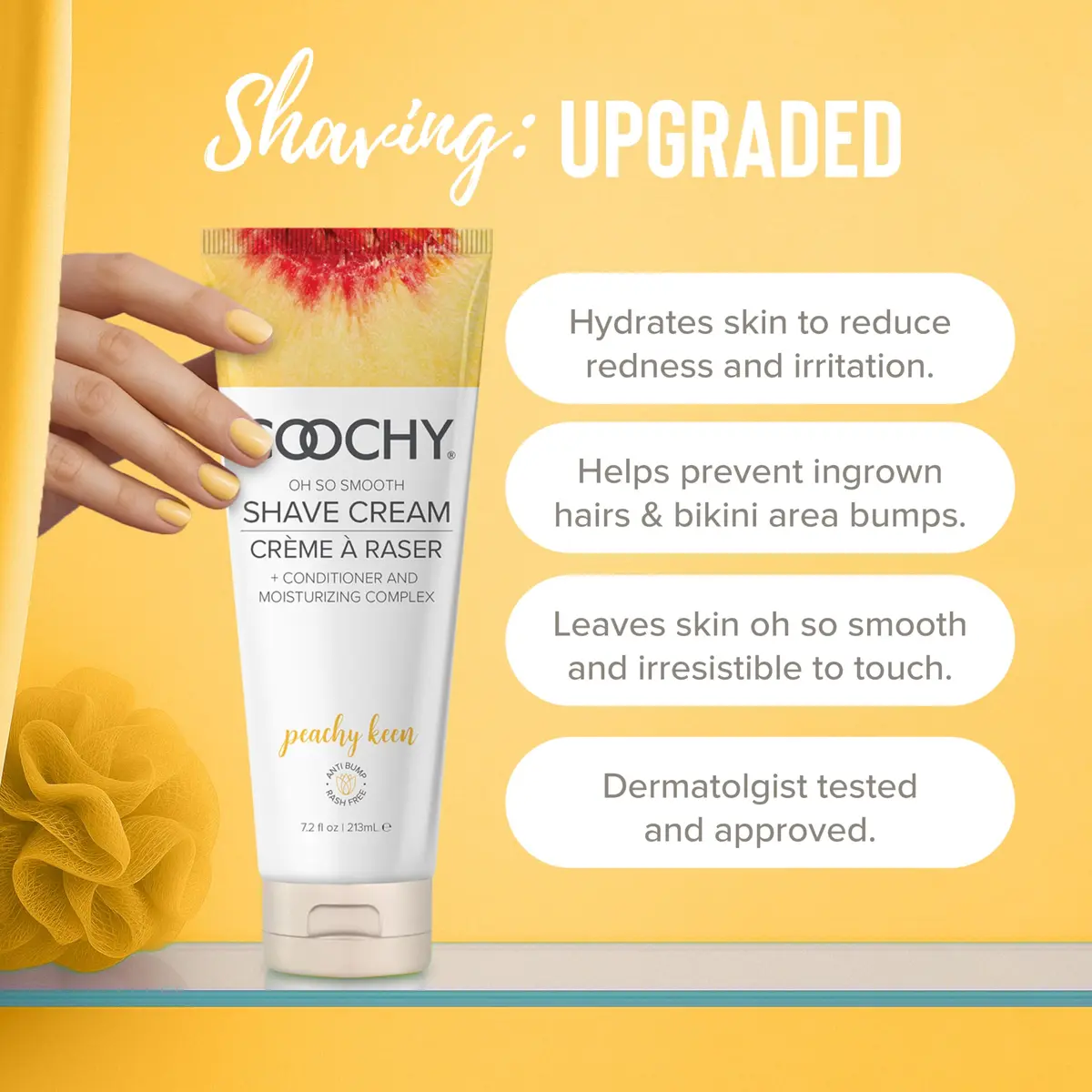 Coochy Shave Cream - Moisturizing Shave Lotion - Gentle Intimate Shaving Cream - For Bikini Area, Underarms, Legs & More - Rash-Free, Hydrating Formula - Peachy Keen, 12.5 oz - view 2