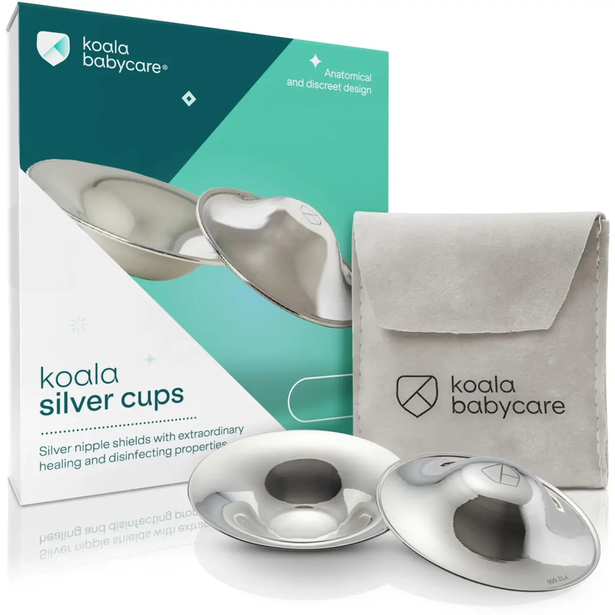 Koala Babycare Original Silver Nursing Cups 43mm (1.69 in) | Protect & Soothe Cracked Nipples - main product image
