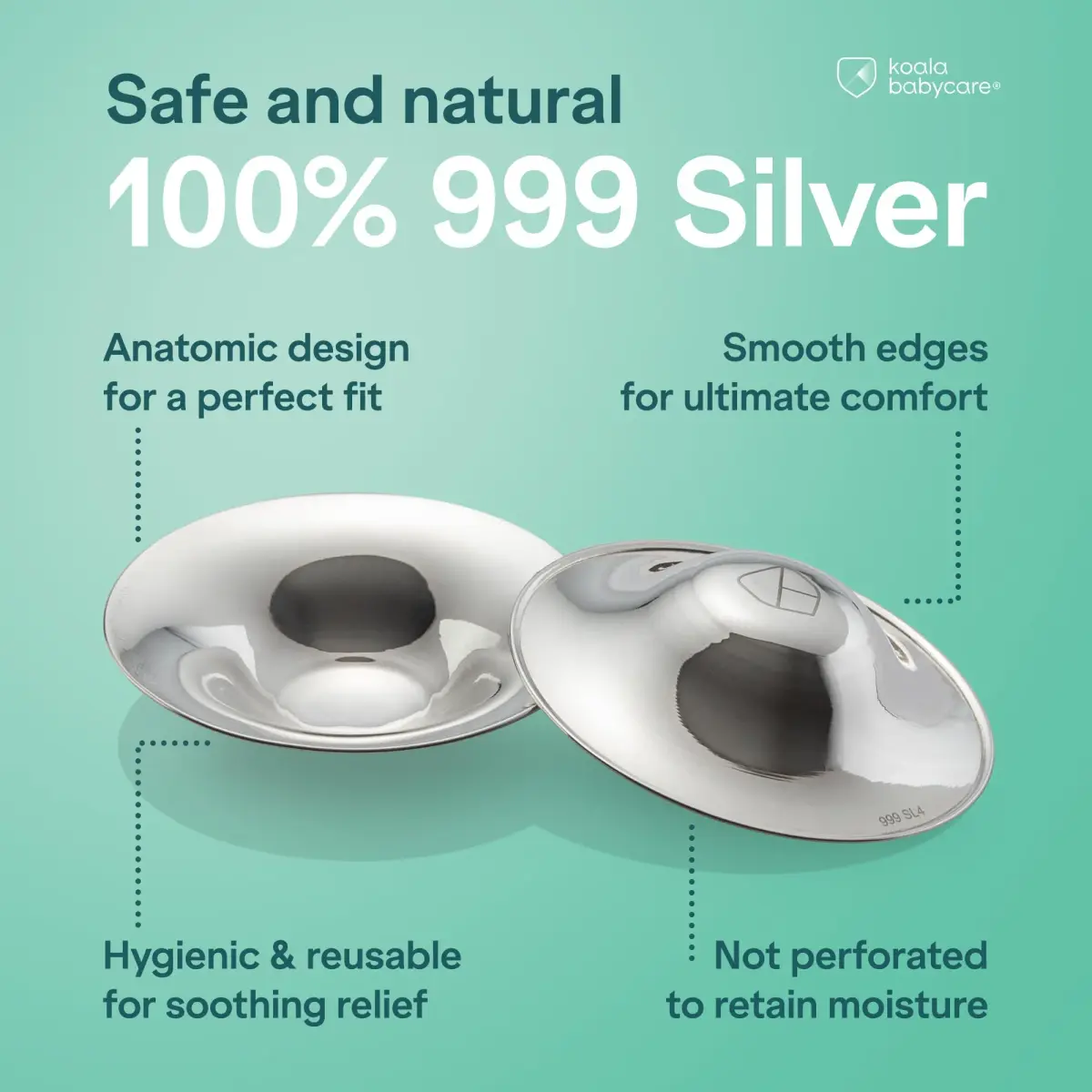Koala Babycare Original Silver Nursing Cups Maxi Size | Protects & Soothes Cracked Nipples - view 3