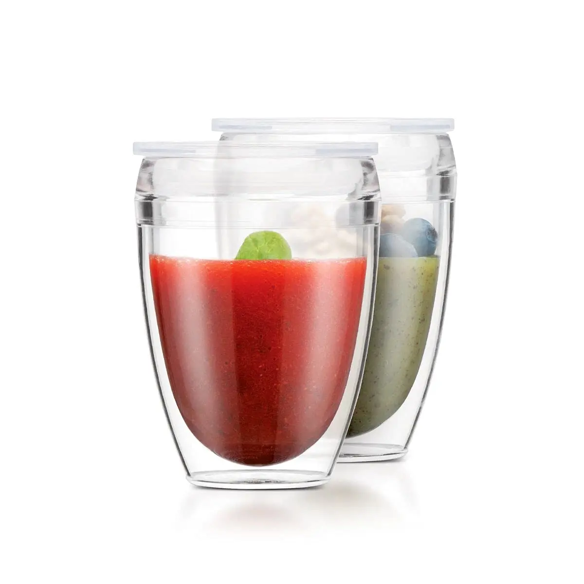 Bodum 10oz Pavina Reusable Double Wall Tumblers with Lid, BPA-Free Plastic, Hot & Cold Drinks, Set of 2 - main product image
