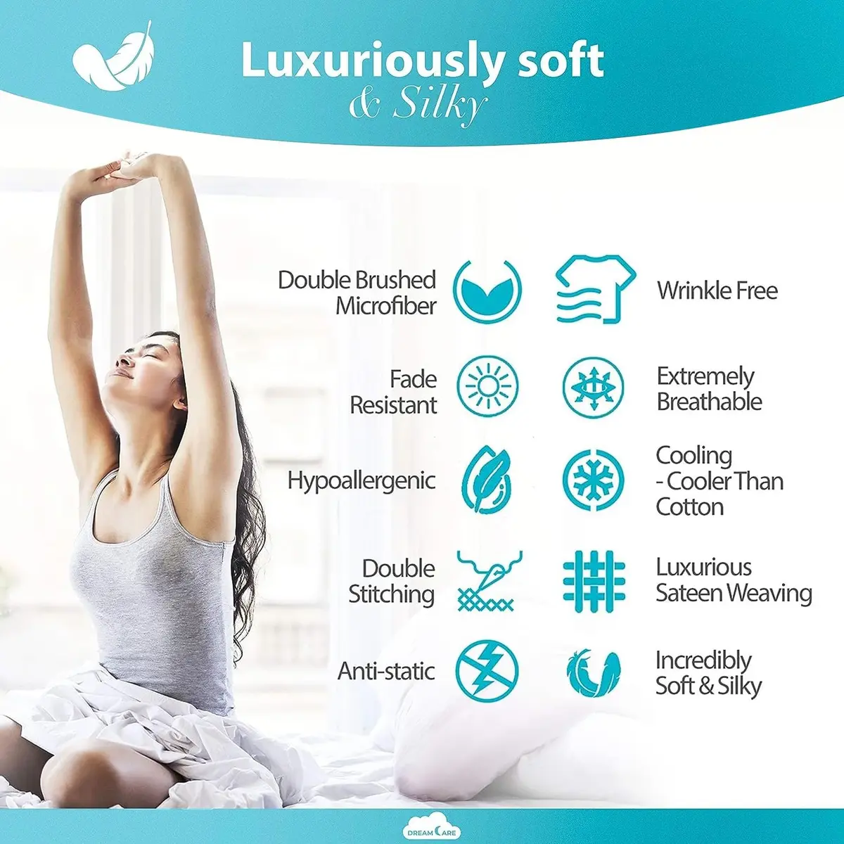 DREAMCARE Full Size Microfiber Sheet Set Navy Blue 203cm x 244cm (80" x 96") | Soft, Deep Pocket, 4-Piece Set - view 5