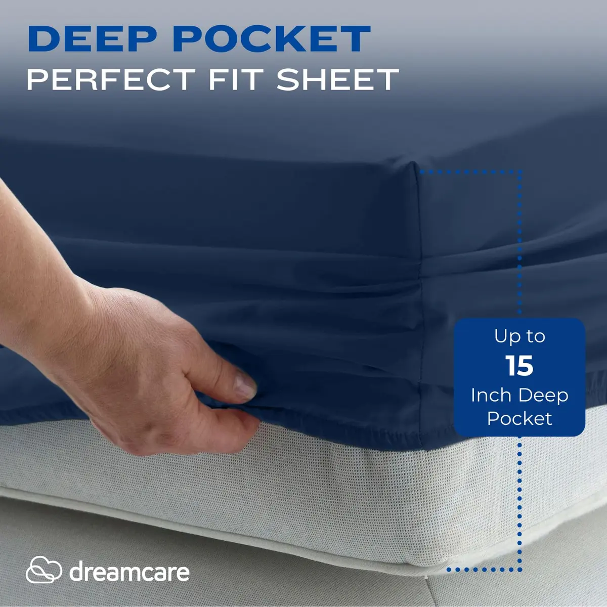 DREAMCARE Full Size Microfiber Sheet Set Navy Blue 203cm x 244cm (80" x 96") | Soft, Deep Pocket, 4-Piece Set - view 3