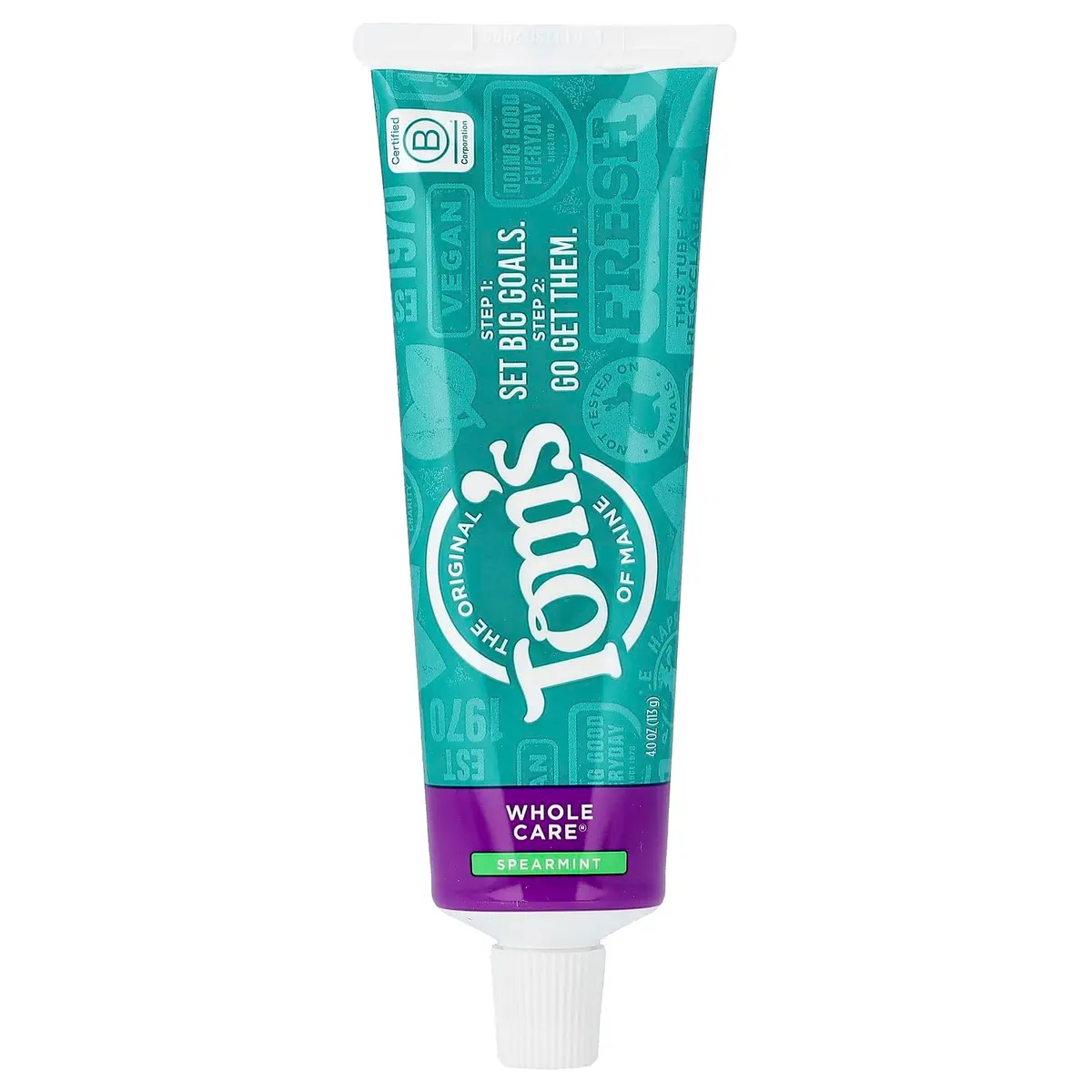 Tom's of Maine Whole Care Natural Toothpaste with Fluoride, Spearmint, 4 oz | 6 Benefits in 1 - main product image