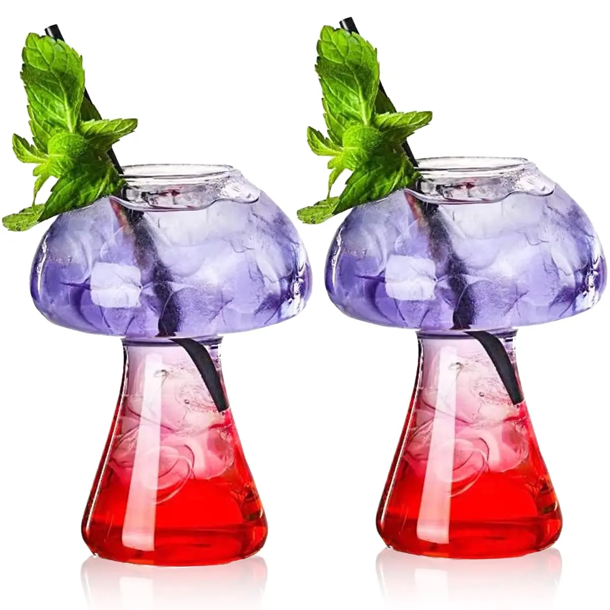 SuproBarware Mushroom Shaped Wine Glasses Set of 2 | 250ml (8.5oz) Clear Cocktail Cups - main product image