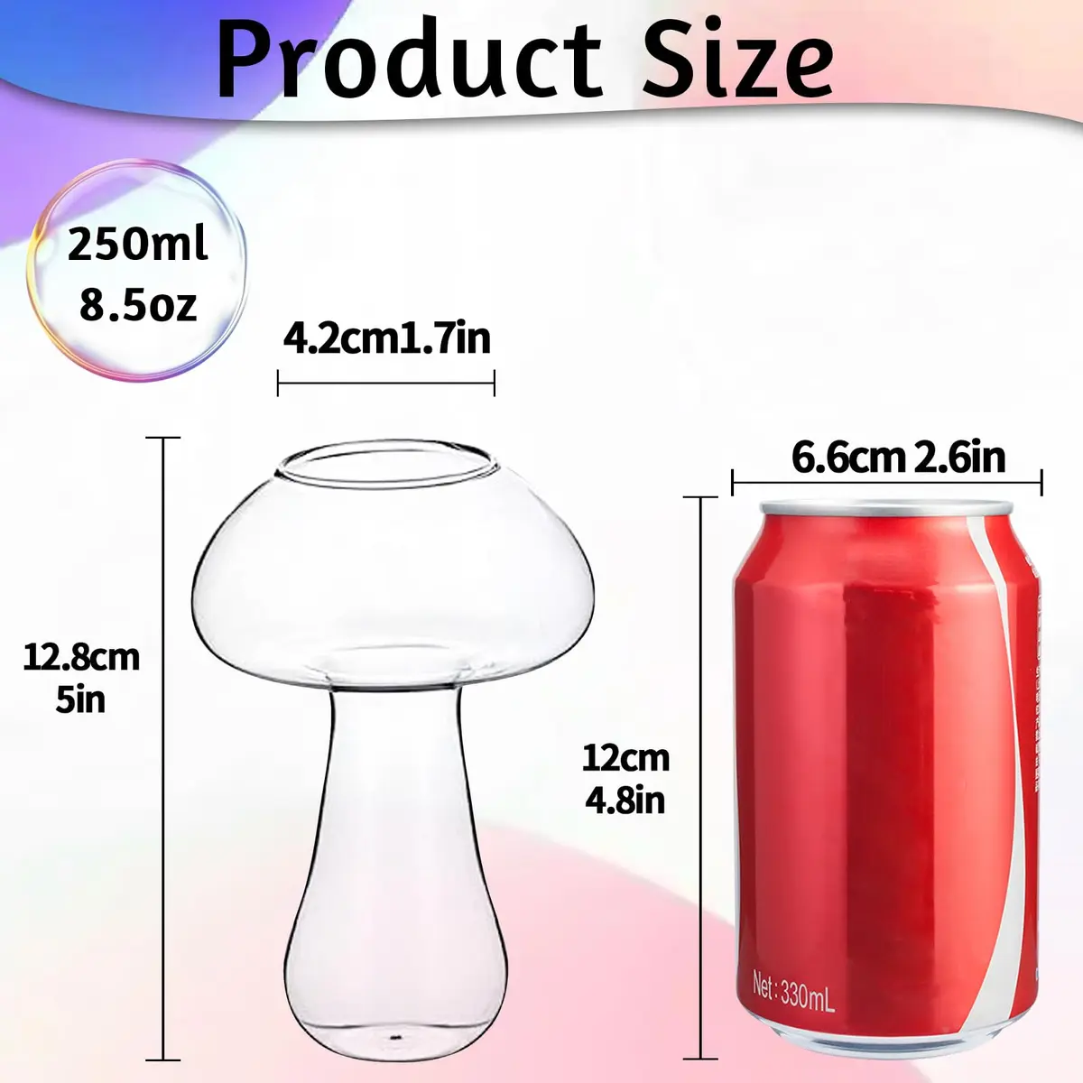 SuproBarware Mushroom Shaped Wine Glasses Set of 2 | 250ml (8.5oz) Clear Cocktail Cups - view 2