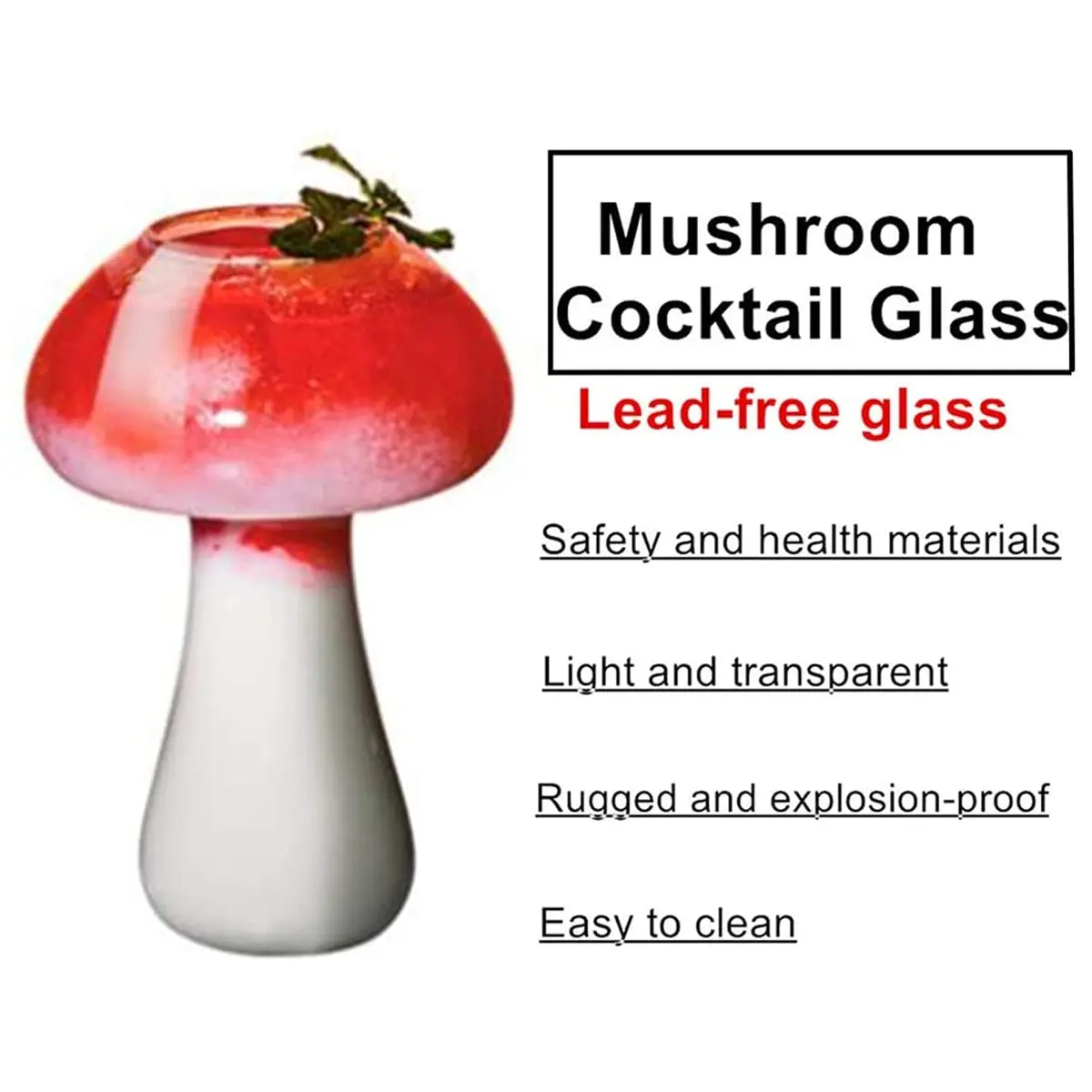 SuproBarware Mushroom Shaped Wine Glasses Set of 2 | 250ml (8.5oz) Clear Cocktail Cups - view 4