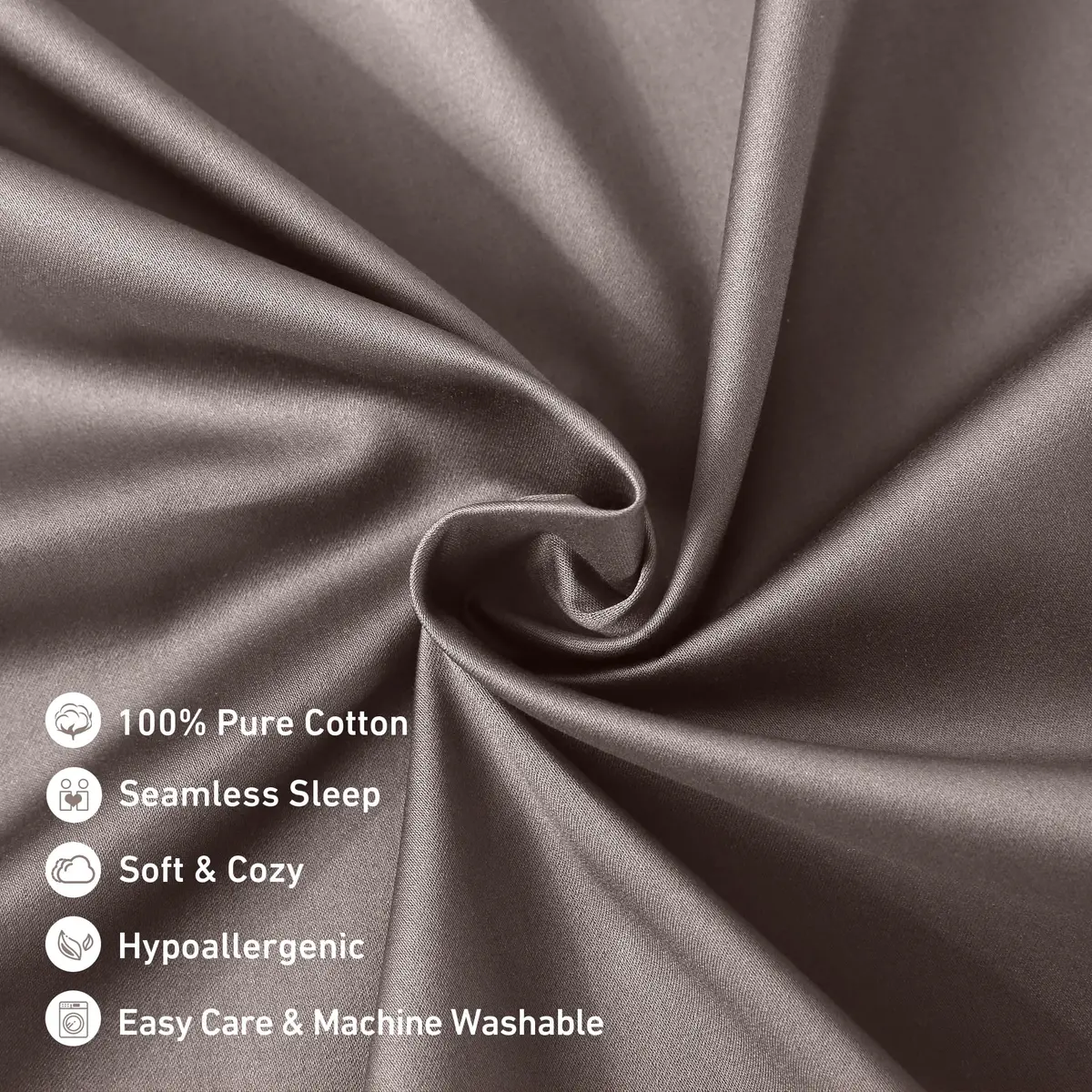 Leeden 100% Cotton Body Pillow Cover 21x54 (53cm x 137cm) | 800 Thread Count Envelope Closure Light Taupe - view 4