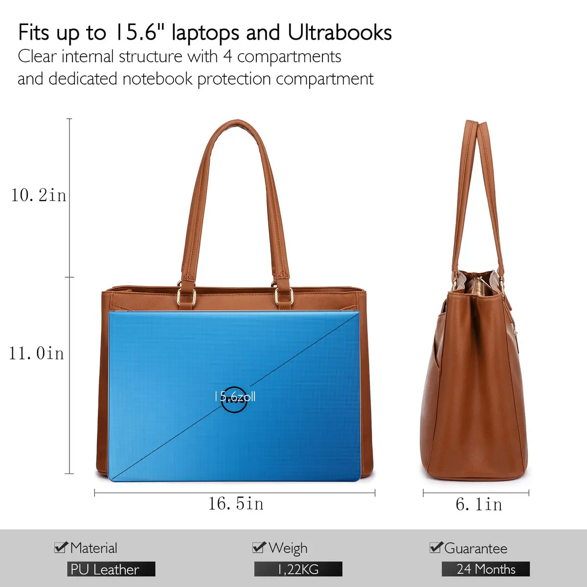 LOVEVOOK Laptop Tote Bag for Women 41.9 cm (16.5 Inch) | Professional Work & Office Bag - view 6