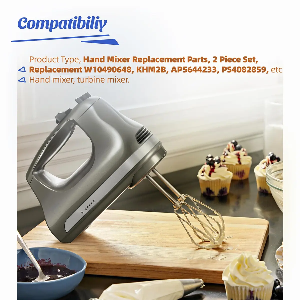 ANTOBLE Hand Mixer Beaters for KitchenAid 2 Pack | Compatible with KHM Series & W10490648 - view 5