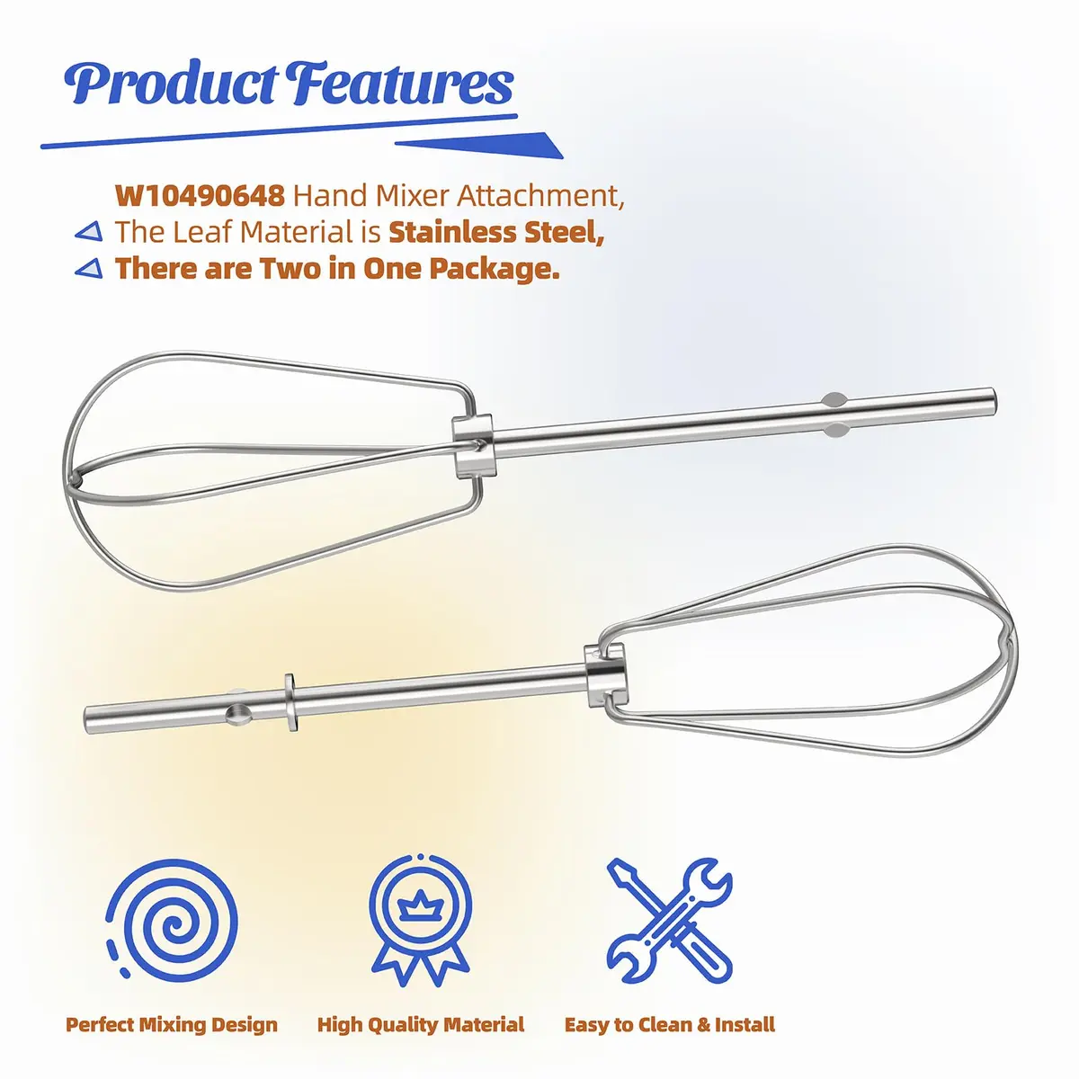 ANTOBLE Hand Mixer Beaters for KitchenAid 2 Pack | Compatible with KHM Series & W10490648 - view 2