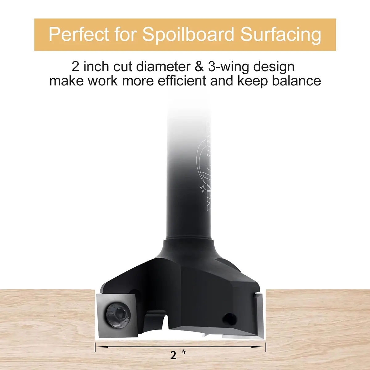 BINSTAK CNC Spoilboard Surfacing Router Bit 1/2" Shank 2" Diameter | Carbide Flat Surface Planer - view 4