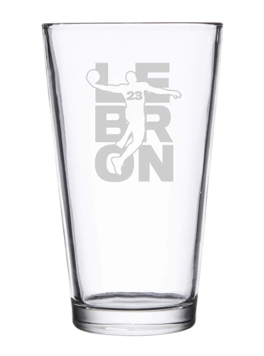 Hat Shark Lebron #23 Basketball Laser Engraved Pint Glass 473ml (16 oz) | Custom Sports Gift - main product image