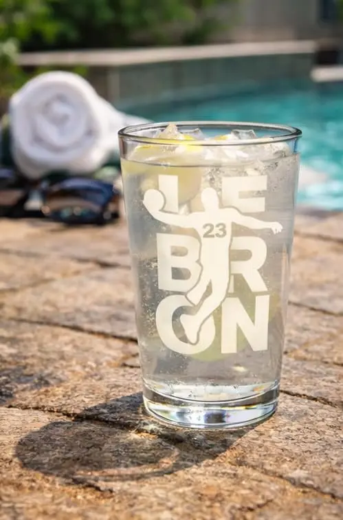 Hat Shark Lebron #23 Basketball Laser Engraved Pint Glass 473ml (16 oz) | Custom Sports Gift - view 12