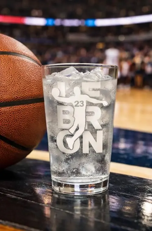 Hat Shark Lebron #23 Basketball Laser Engraved Pint Glass 473ml (16 oz) | Custom Sports Gift - view 5