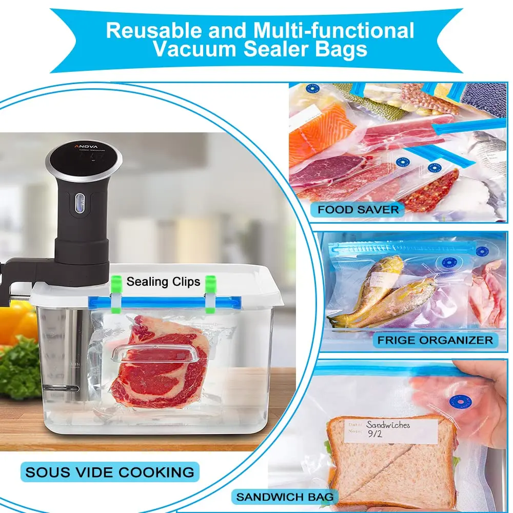 KOSBON 42 PCS Sous Vide Vacuum Sealer Set | 30 Reusable Bags, 5 Clips, Fast & Portable - view 8