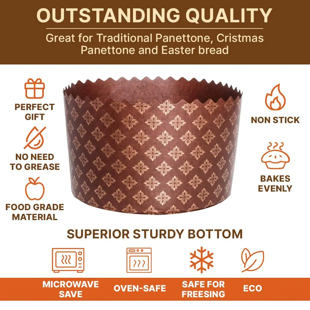 SHSH trade group Panettone Paper Baking Molds Large 15oz (5.1x3.35-in) - Pack of 12 | Non-Stick Easter Bread Forms - view 5