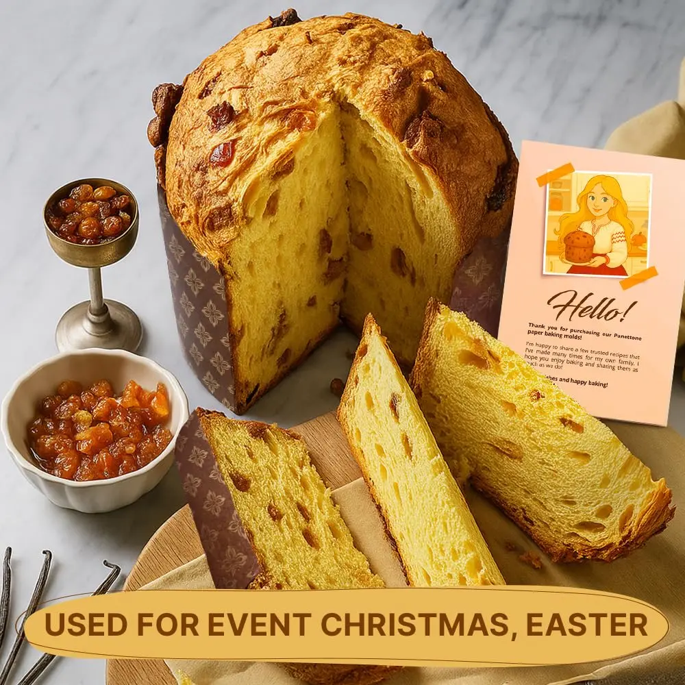 SHSH trade group Panettone Paper Baking Molds Large 15oz (5.1x3.35-in) - Pack of 12 | Non-Stick Easter Bread Forms - view 6