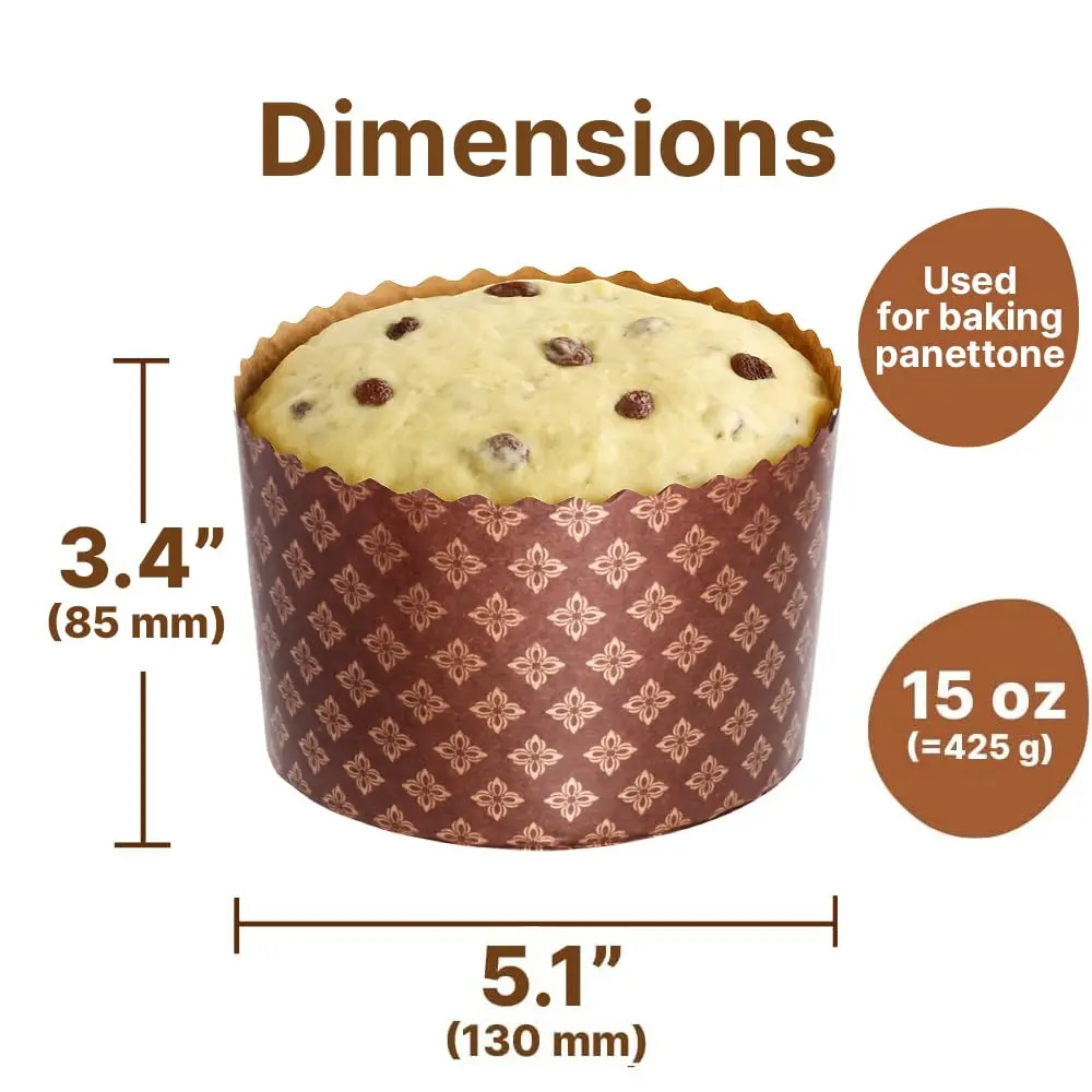 SHSH trade group Panettone Paper Baking Molds Large 15oz (5.1x3.35-in) - Pack of 12 | Non-Stick Easter Bread Forms - view 3