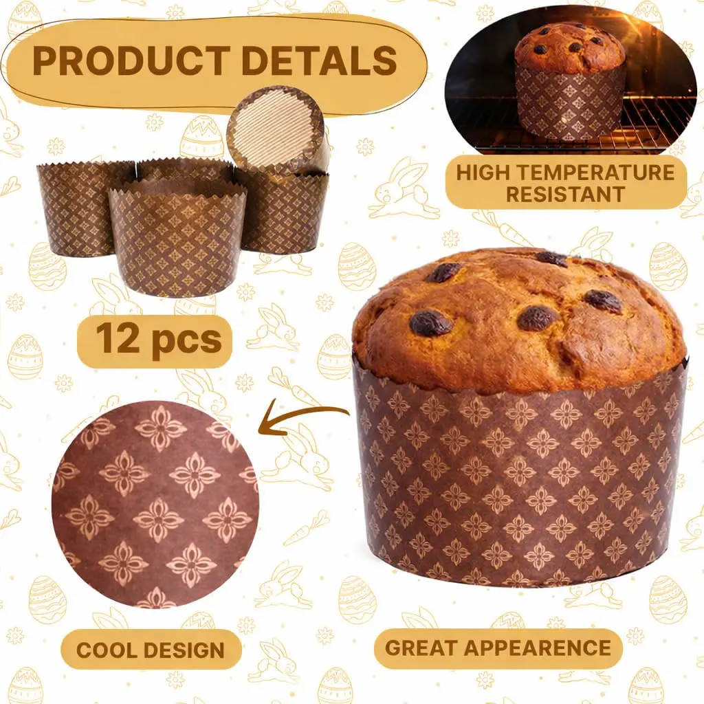 SHSH trade group Panettone Paper Baking Molds Large 15oz (5.1x3.35-in) - Pack of 12 | Non-Stick Easter Bread Forms - view 4