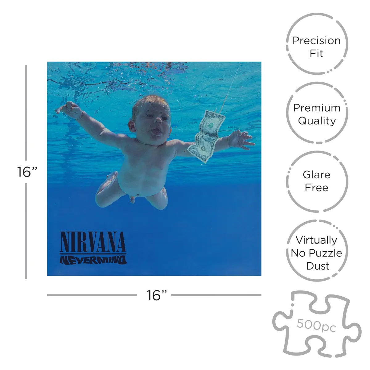 RockSaws Nirvana Nevermind 500 Piece Jigsaw Puzzle | Officially Licensed Music Memorabilia, 39cm x 39cm - view 2