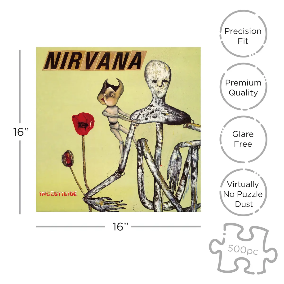 RockSaws Nirvana Incesticide 500 Piece Jigsaw Puzzle | Music & Rock Theme, 41cm x 41cm - view 2