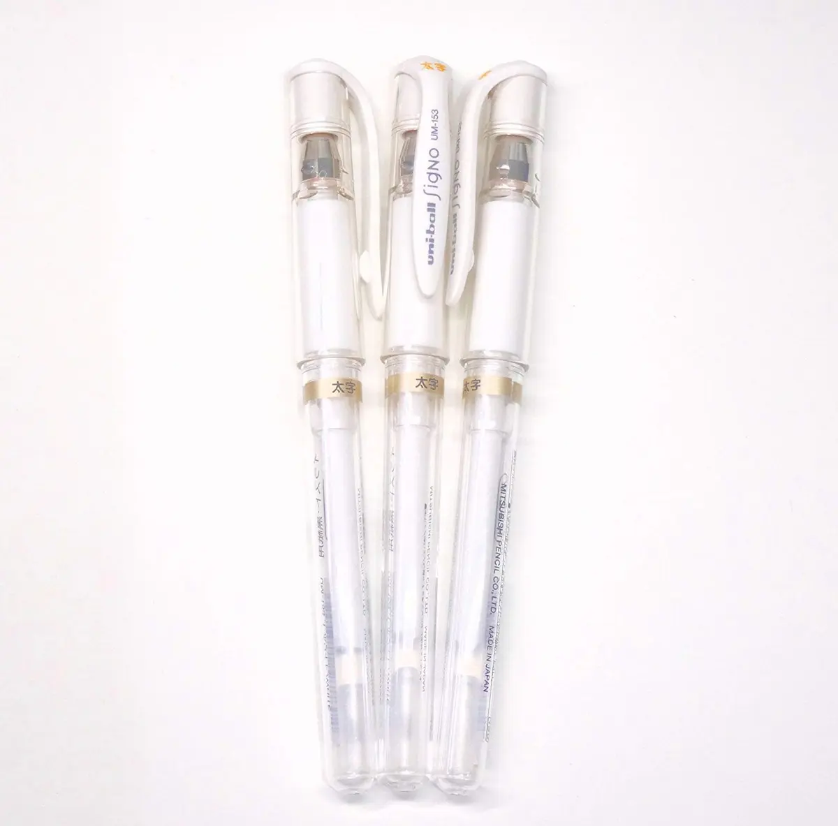 Uni-Ball UM 153 Signo Broad Point Gel Pen - White - Pack of 3 | Smooth Ink Flow Writing Instrument - main product image