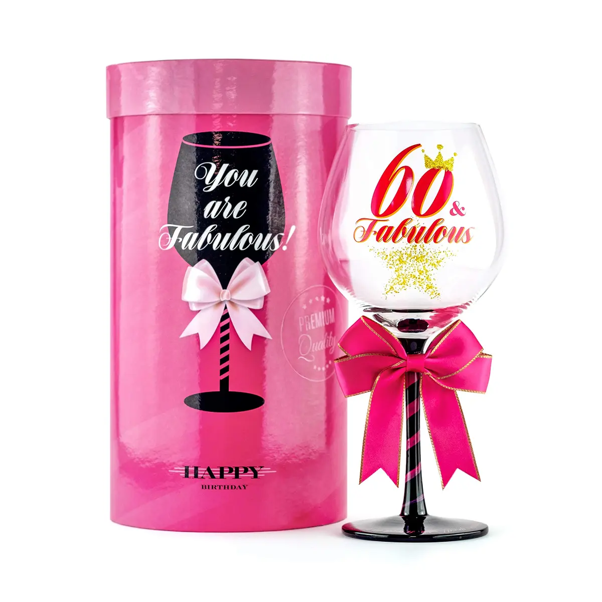 SAY HO UM 60 and Fabulous Birthday Wine Glass for Women | 23 oz, 8.8 Inch Tall | Fun Gift for Woman Turning 60 - main product image