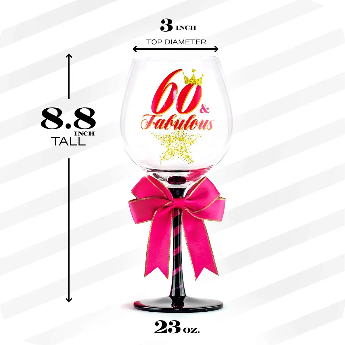 SAY HO UM 60 and Fabulous Birthday Wine Glass for Women | 23 oz, 8.8 Inch Tall | Fun Gift for Woman Turning 60 - view 3