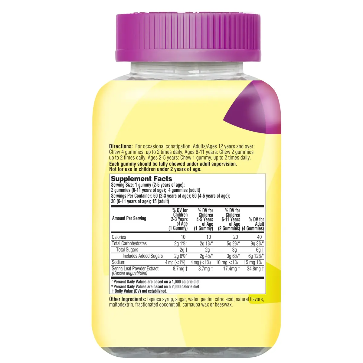 Senokot Dietary Supplement Laxative Gummies, Mixed Berry Flavor, 60 Count | Gentle Overnight Relief for Occasional Constipation - view 7