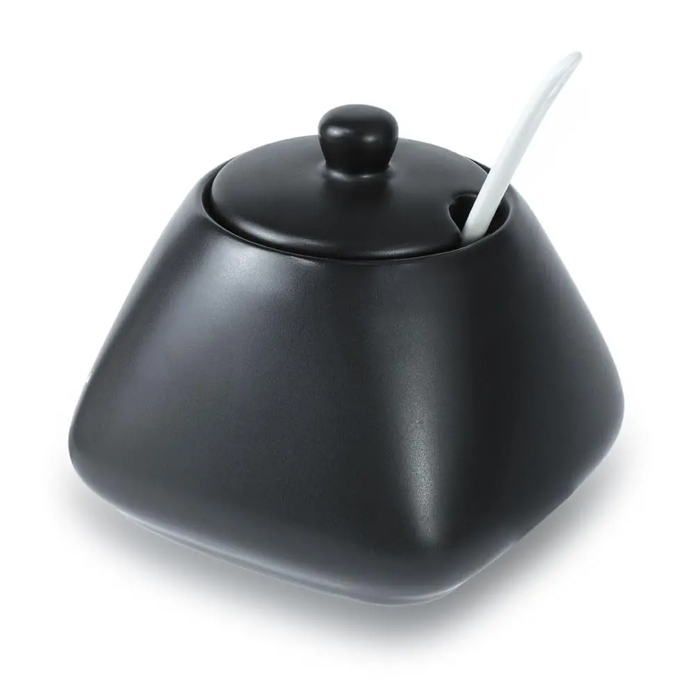 Fuyu Ceramic Sugar Bowl with Lid & Spoon | 4.1 x 3.7 in | Food Safe & Dishwasher Safe - main product image