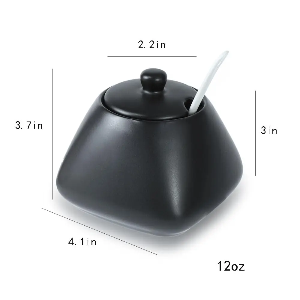 Fuyu Ceramic Sugar Bowl with Lid & Spoon | 4.1 x 3.7 in | Food Safe & Dishwasher Safe - view 2