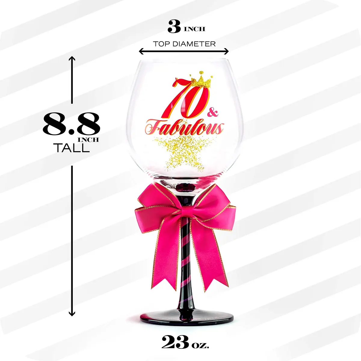 SAY HO UM 70 and Fabulous Birthday Wine Glass for Women | 23 oz, 8.8 Inch Tall | Perfect Gift for 70th Birthday - view 3