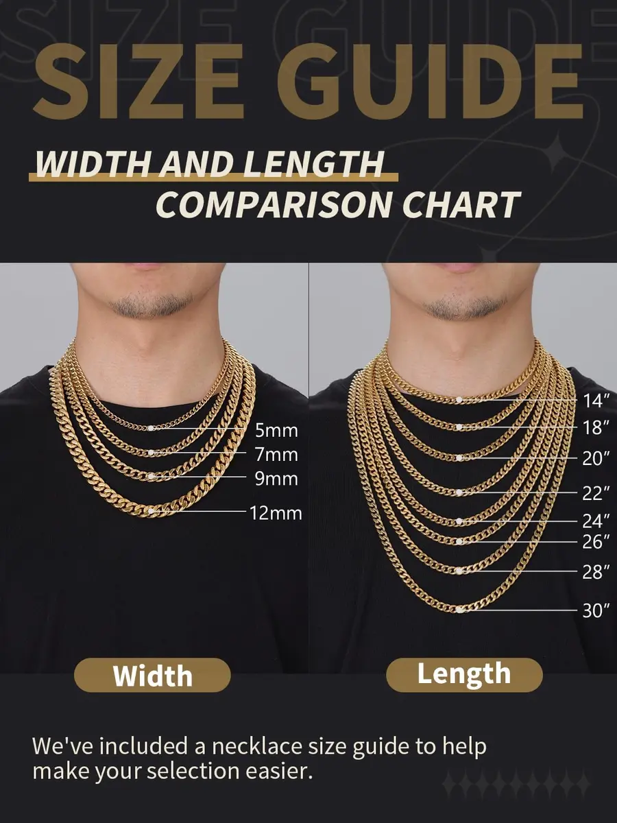 FindChic Men Curb Chain Necklace 18K Gold Plated 9MM Link 16'' | Durable, Stylish & Gold-Like (70-120 chars) - view 6