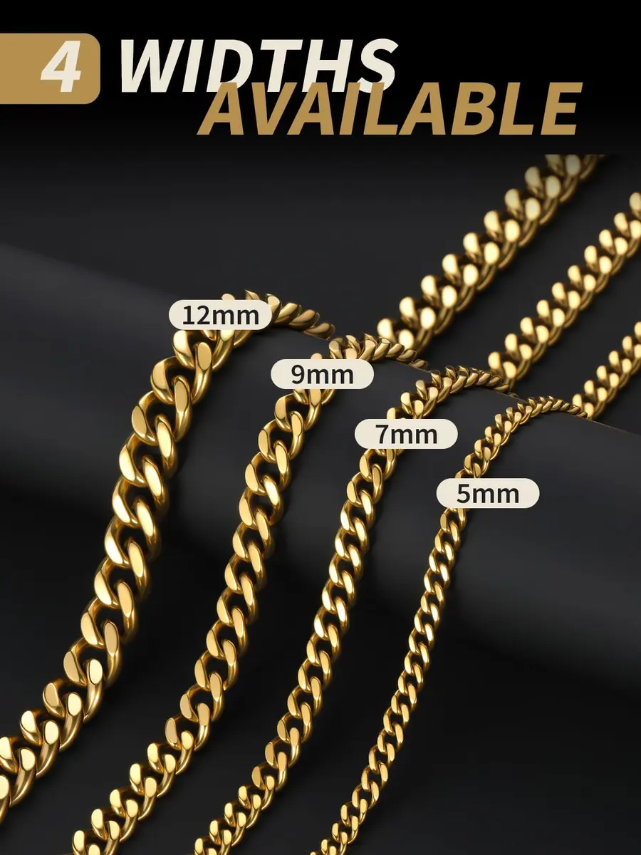 FindChic Men Curb Chain Necklace 18K Gold Plated 9MM Link 16'' | Durable, Stylish & Gold-Like (70-120 chars) - view 8
