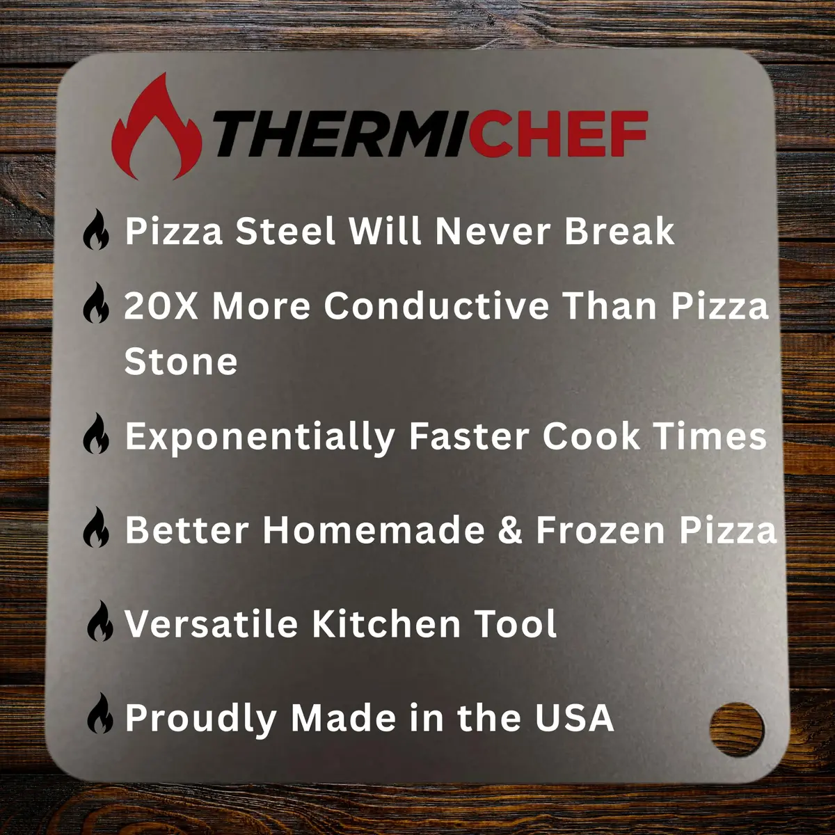 THERMICHEF 14" x 14" Pizza Steel - 3/8" Steel, 9.1kg (20 lbs) | Heavy-Duty Oven & Grill Steel - view 7