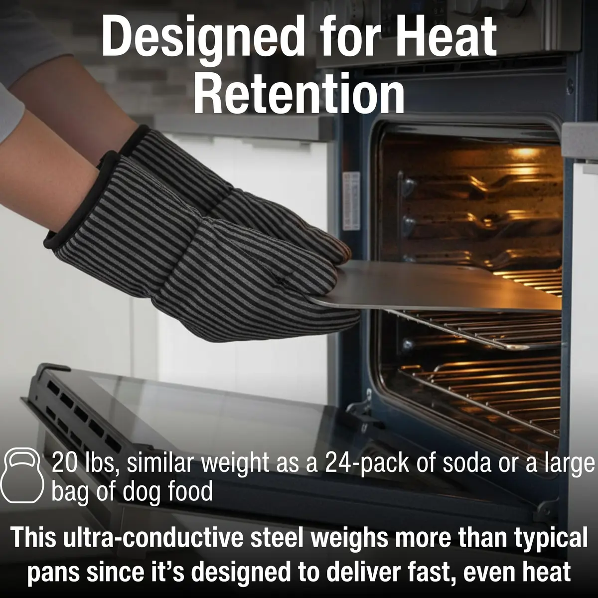THERMICHEF 14" x 14" Pizza Steel - 3/8" Steel, 9.1kg (20 lbs) | Heavy-Duty Oven & Grill Steel - view 3