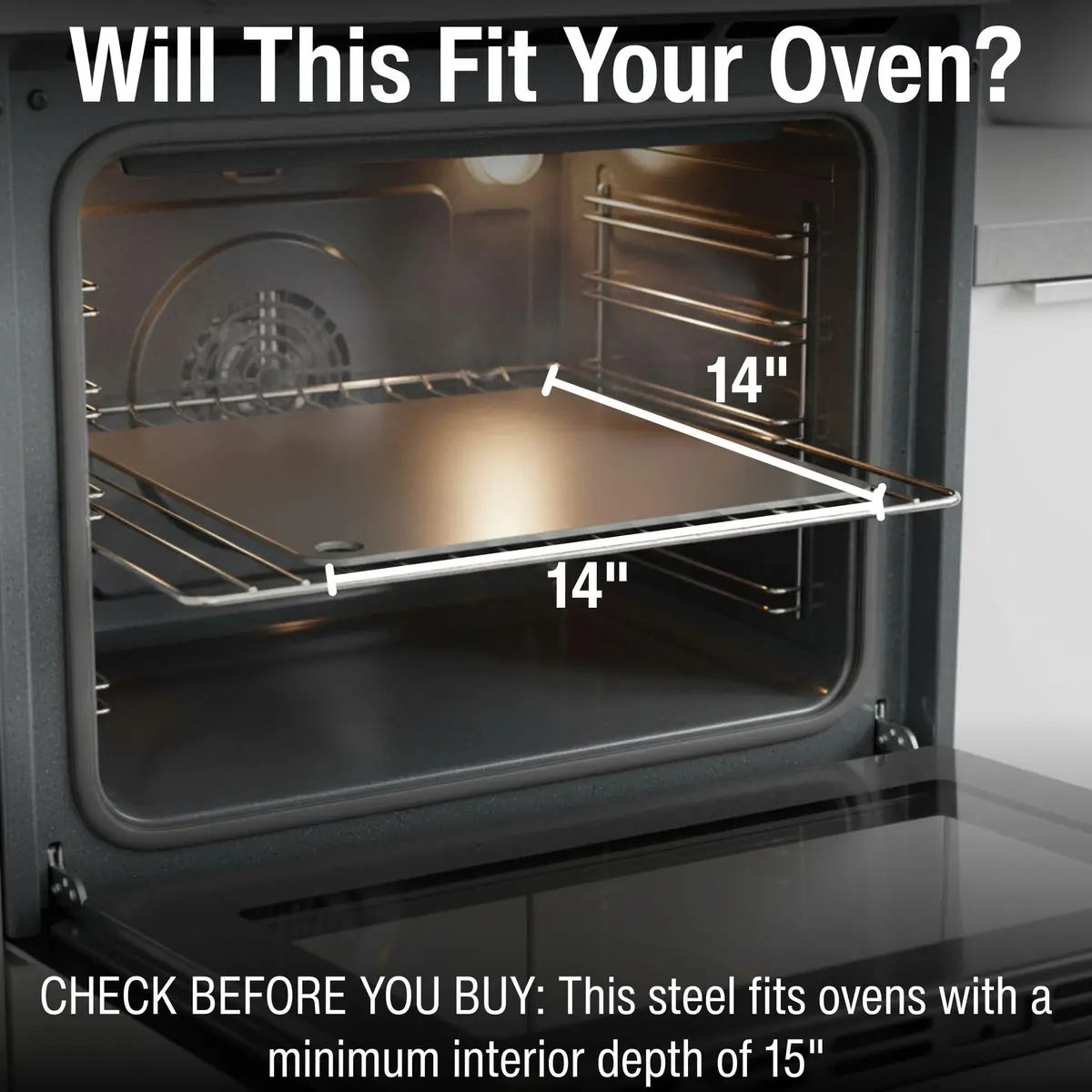 THERMICHEF 14" x 14" Pizza Steel - 3/8" Steel, 9.1kg (20 lbs) | Heavy-Duty Oven & Grill Steel - view 4