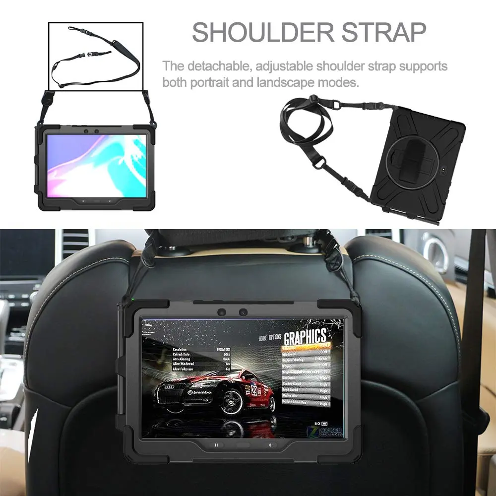 ZenRich Rugged Case for Galaxy Tab Active4 Pro/Active Pro 10.1" (25.7 cm) | Heavy Duty Shockproof Protective Case with S Pen Holder, 360 Rotating Kickstand, Hand Strap & Shoulder Belt - view 5