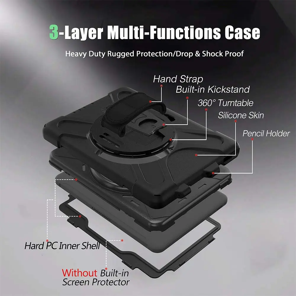 ZenRich Rugged Case for Galaxy Tab Active4 Pro/Active Pro 10.1" (25.7 cm) | Heavy Duty Shockproof Protective Case with S Pen Holder, 360 Rotating Kickstand, Hand Strap & Shoulder Belt - view 6