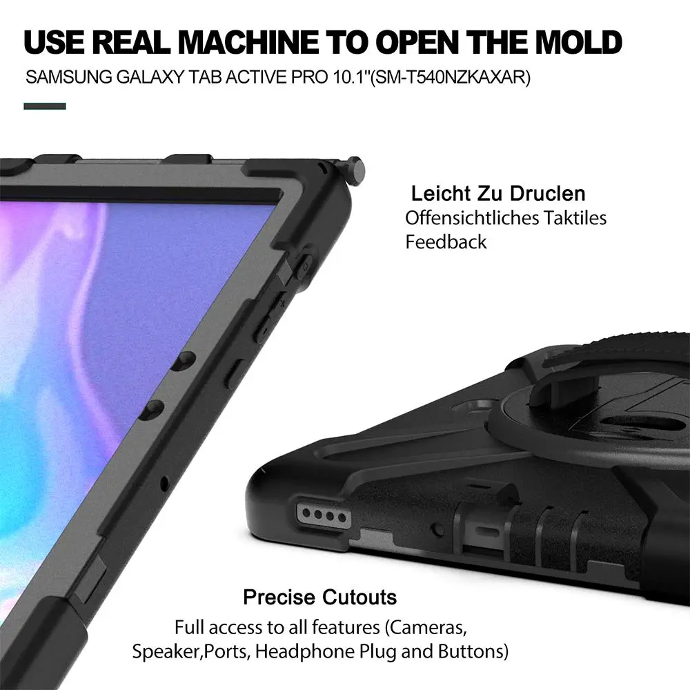 ZenRich Rugged Case for Galaxy Tab Active4 Pro/Active Pro 10.1" (25.7 cm) | Heavy Duty Shockproof Protective Case with S Pen Holder, 360 Rotating Kickstand, Hand Strap & Shoulder Belt - view 7