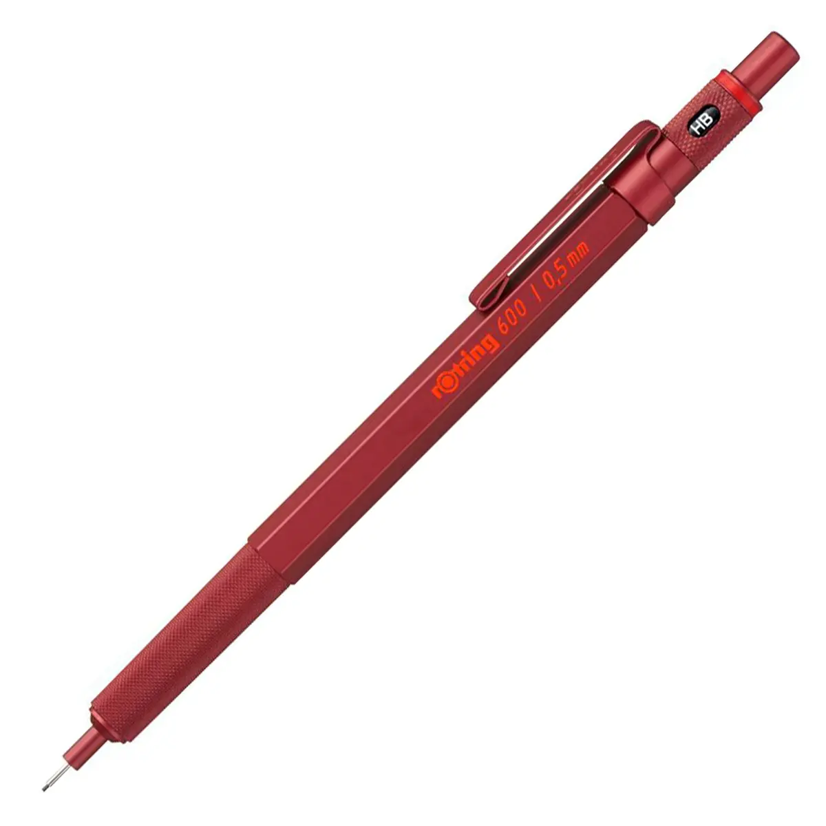 rOtring 600 Mechanical Pencil | HB 0.5 mm | Red All-Metal Body | Hexagonal Barrel | 22g - main product image