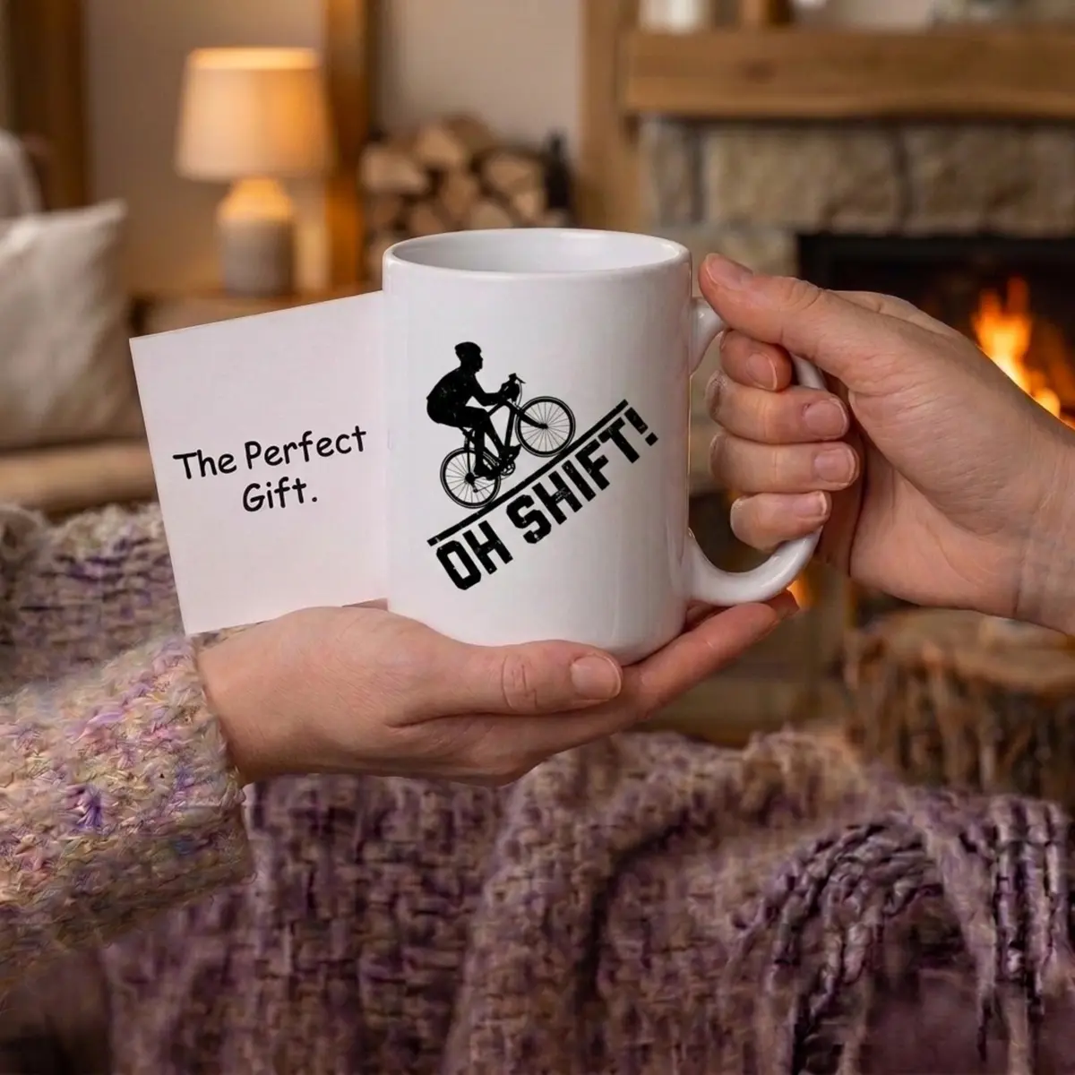 Artisan Owl "Oh Shift!" Cycling Mug 443ml (15 oz) | Funny Bicycle Gear Shift Coffee Cup for Bikers - view 5