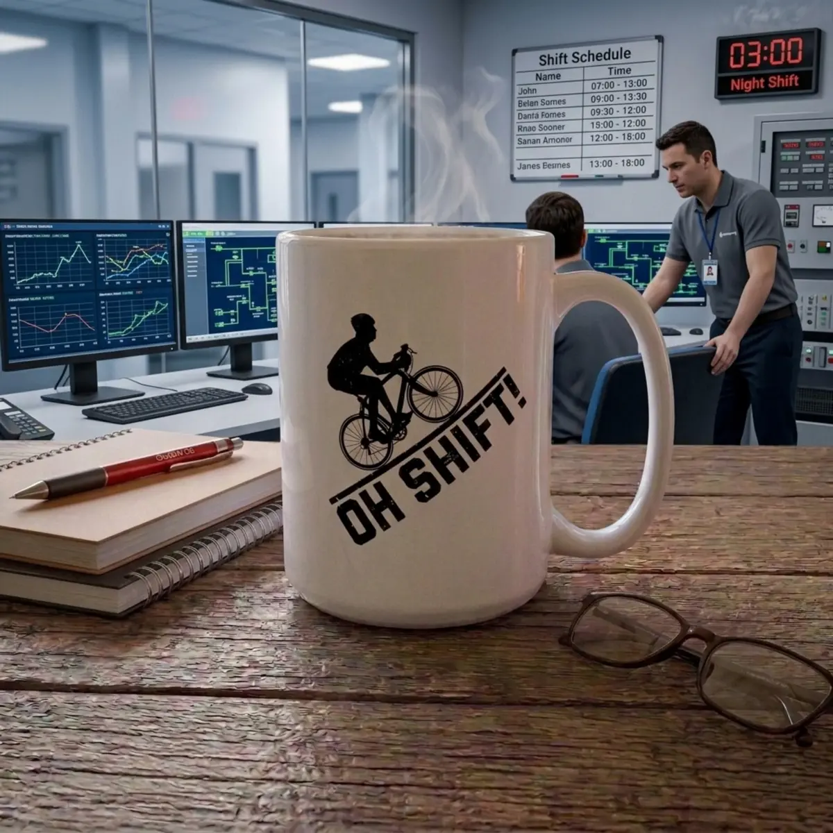 Artisan Owl "Oh Shift!" Cycling Mug 443ml (15 oz) | Funny Bicycle Gear Shift Coffee Cup for Bikers - view 4